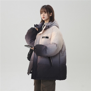 XZ-230-1MY53冬款中性风宽松简约扎染渐变休闲连帽棉服P128控158图片