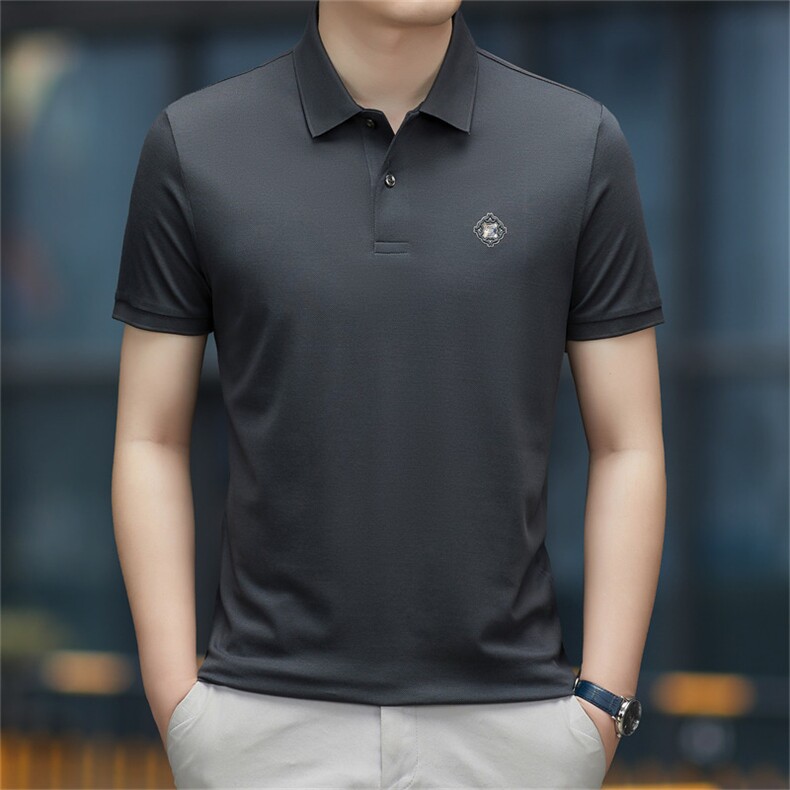 polo衫中年商务休闲男装夏季新款男士短袖T恤半袖翻领宽松上衣服图片