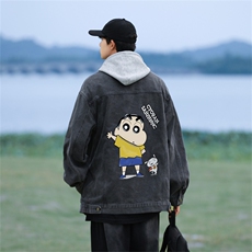 2024印花牛仔外套百搭美式夹克春秋季潮流宽松情侣衣服JK1127-P88，男装工装外套，星座1103-3
