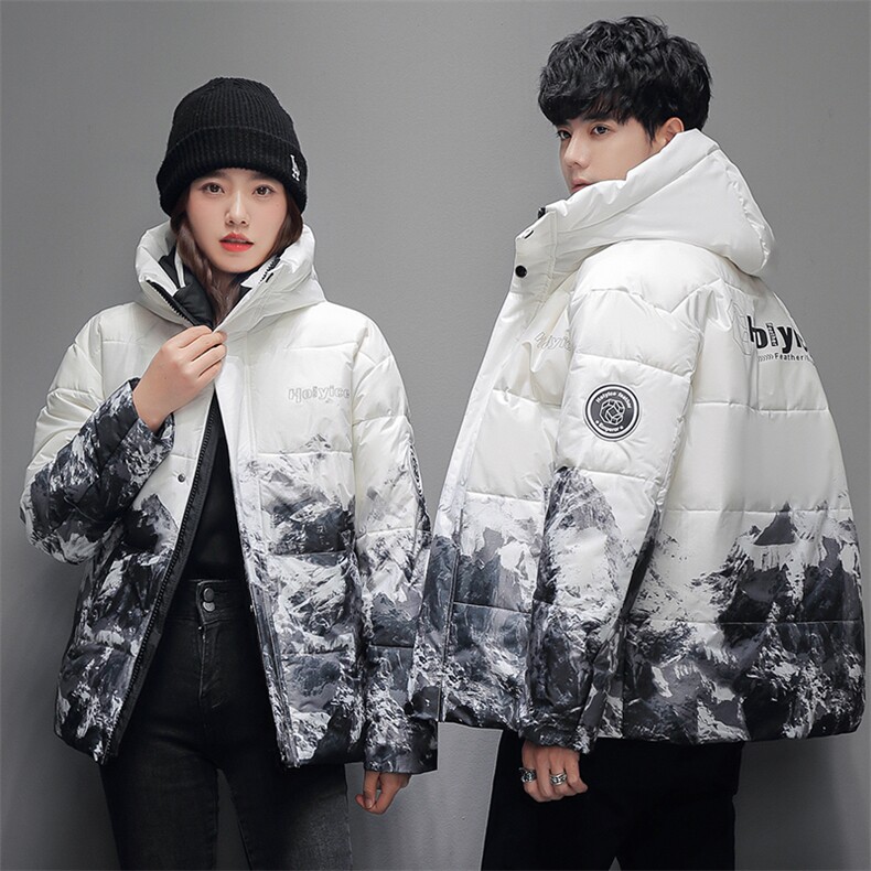 直播·抖音，得物品质款新款情侣连帽渐变色雪山款R8833P100,男装羽绒服,星座301D-5(原星座1415）