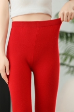 轻奢软糯四平双股加厚baby小山羊绒保暖中高腰修身显瘦打底裤女，女装打底裤，飞艺羊绒