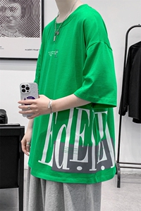 夏装纯棉时尚印花短袖T恤2024新款圆领半袖男女 1588-P38 控价58图片