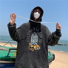 新款秋冬港风宽松连帽套头卫衣X5666-常规P70控88-加绒P80控98，男装卫衣，电商A061-1