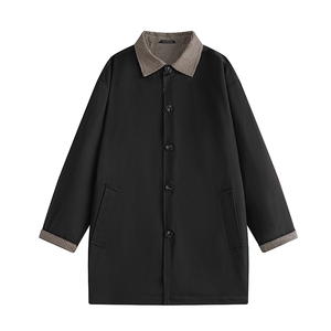 潮流宽松老钱风千鸟格撞色风衣A161-MT-2600-P92，男装风衣，电商A161