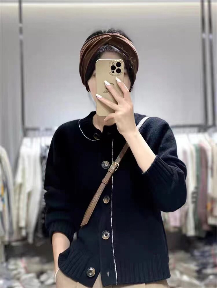 时尚百搭羊毛开衫显瘦修身长袖针织衫优雅气质女装外套,针织衫/毛衣,鑫之绒