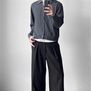简约净面素色百搭休闲衬衫2025春秋新款长袖上衣纽扣开衫毛衣图片