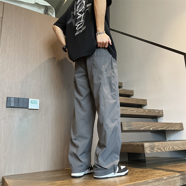 2025春季新款垂感休闲裤男宽松直筒九分裤纯色百搭K229P55,男装休闲裤,电商B278