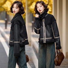 【现货主推】2024年冬季新款皮毛一体加绒服，女装短外套，魅丽静蓝