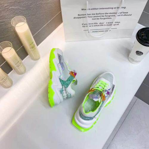 春季新款真皮水晶吸磨衣透气潮流运动鞋老爹鞋，其它，她他麦