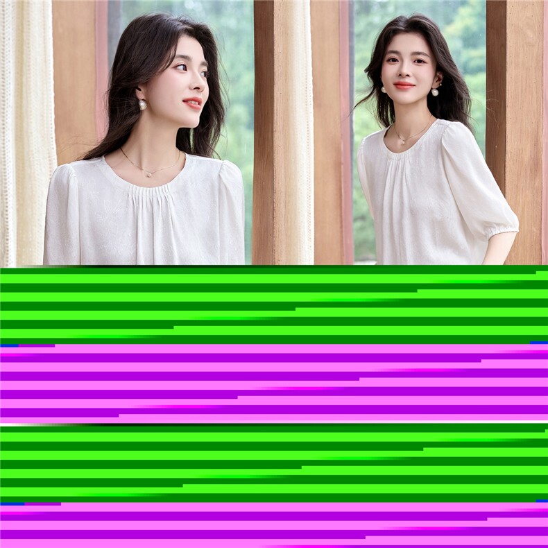 新款夏季真丝套头衬衫2025年新款夏季圆领五分袖纯色简约上衣,女装衬衫,阿舍尔精品