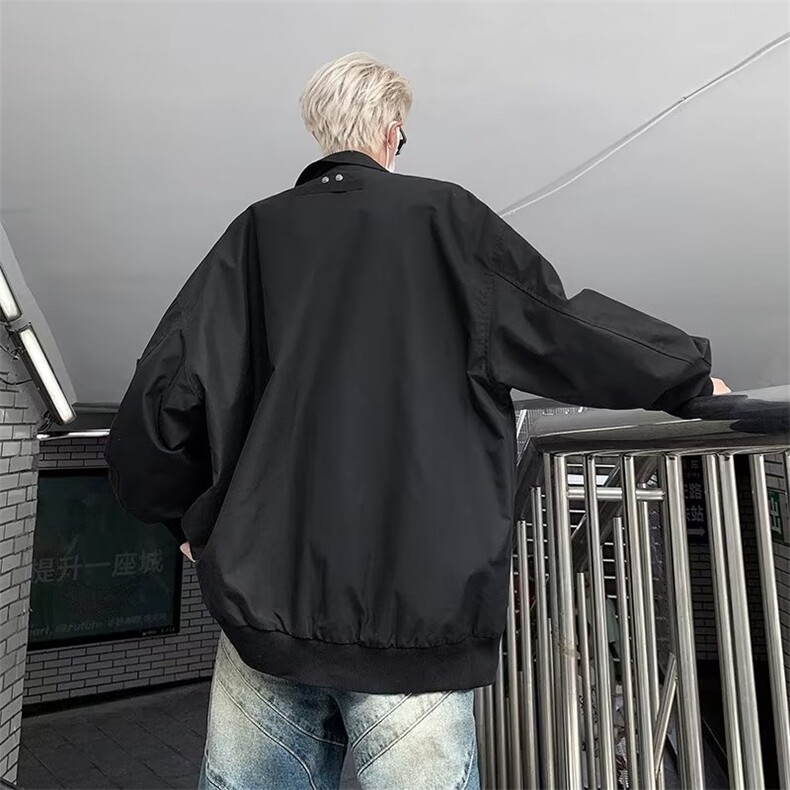 美式不规则夹克外套男秋冬款拉链装饰袢宽松港风潮炸街JK752/P68,男装夹克,星座506
