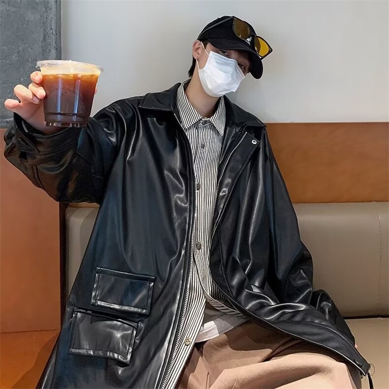 美式复古皮衣工装夹克男秋季男装街头上衣 HY728 P75图片