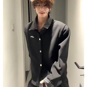 新款假两件工装外套男士韩版青年港风夹克休闲宽松上衣JKD639图片