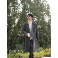 冬季宽松休闲毛呢大衣男韩版过膝呢子外套风衣潮XZ811A-F307-P138，男装风衣，星座811A