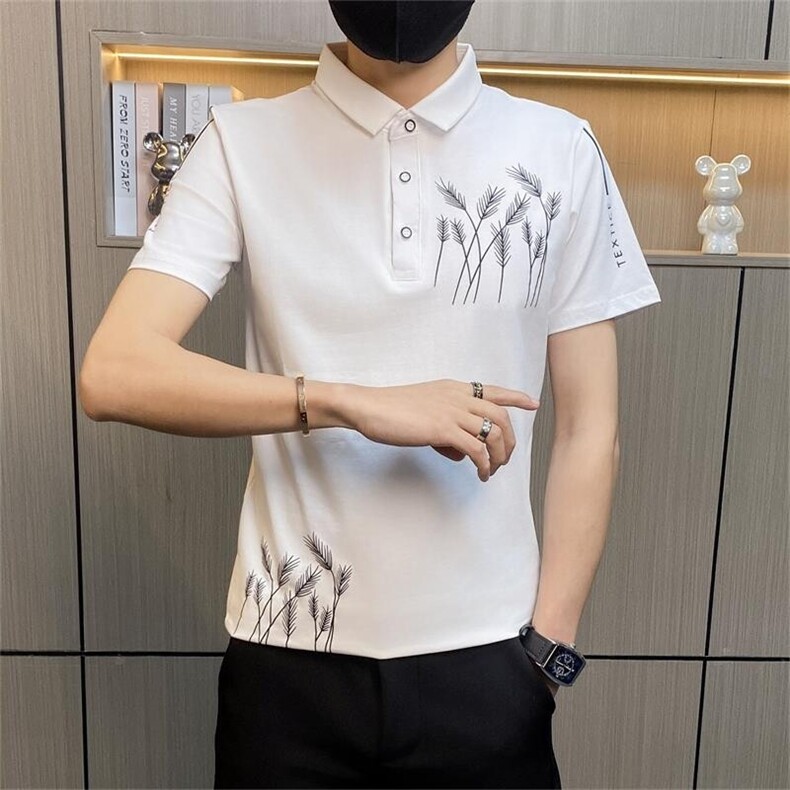 PL010-特P35控55T恤男薄款修身韩版短袖polo衫男士牌麦穗设计,男装Polo衫,电商D310B