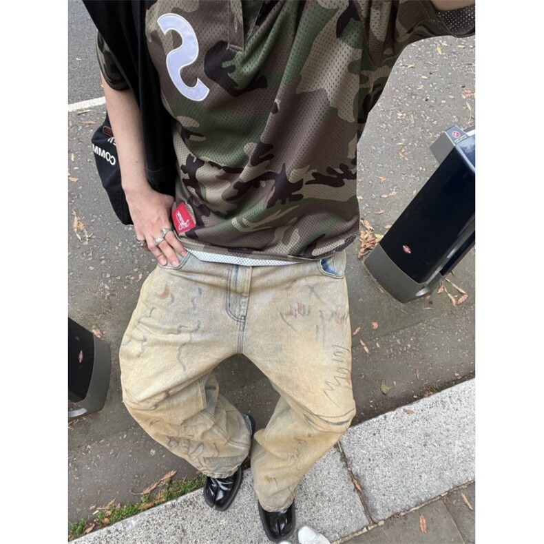 美式字母迷彩网眼短袖T恤男女夏季休闲宽松半袖上衣TAA14-P38,男装T恤,星座208-5