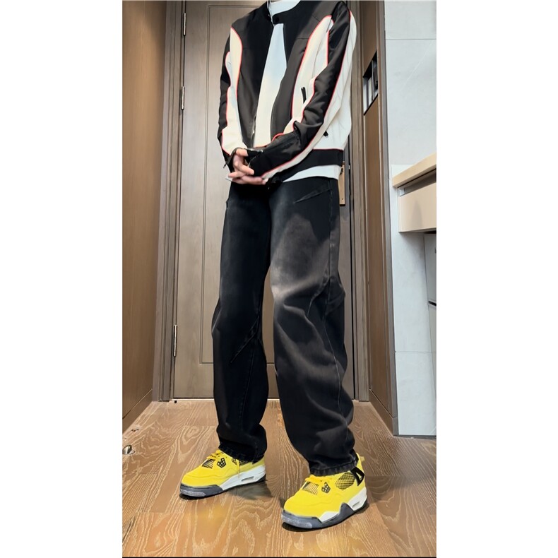 抖音品质美式高街复古水洗直筒阔腿牛仔裤B315-K23525-P65控78,男装牛仔裤,电商B315