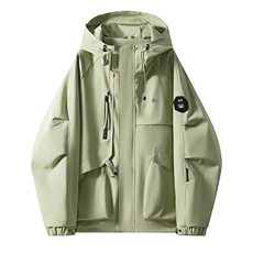 春秋户外冲锋衣男女同款防风防水连帽工装外套登山服夹克2481-P75，男装夹克，星座1403A