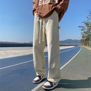工装牛仔裤男秋冬日系复古潮ins宽松直筒潮牌高街长裤子N2033-p45图片