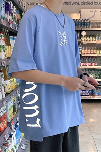 夏装港风纯棉立体T恤圆领反光印花短袖男女同款 1577-P38 控价58图片