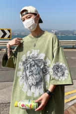 B239-X1005-P38美式复古水洗做旧人物印花短袖T恤，男装T恤，星座514-2(原B239)
