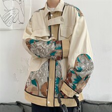 春秋潮牌刺绣拼接棒球服情侣宽松工装夹克学生休闲外套W1083-P78，男装夹克，星座512-4