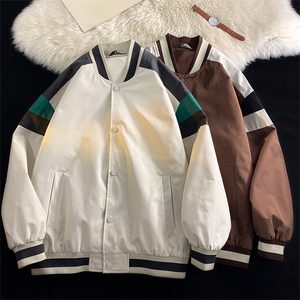 小牛津上衣夹克宽松落肩拼色棒球服外套XZ214-8 JK700-P65图片