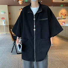 文艺青春流行夏季五分袖百搭男时尚标准潮新款纯色简约日常，男装T恤，星座716-2
