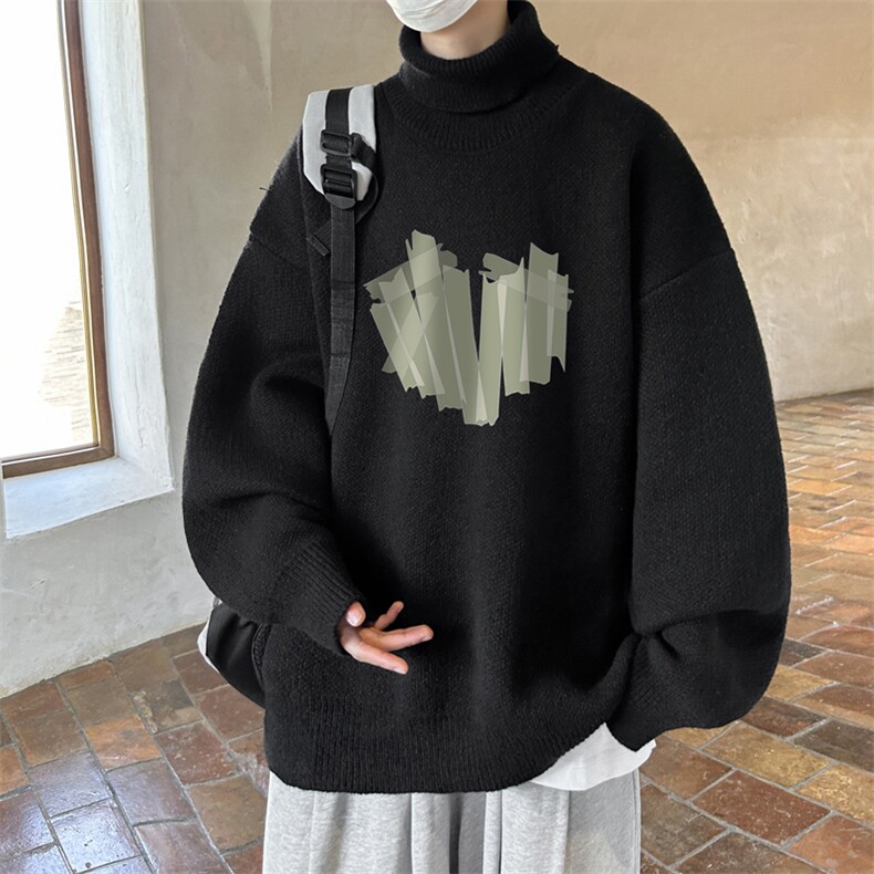 高质量！秋冬季高领毛衣男士加绒加厚翻领针织衫男毛衣FL57-P45，男装针织衫/毛衣，电商B367