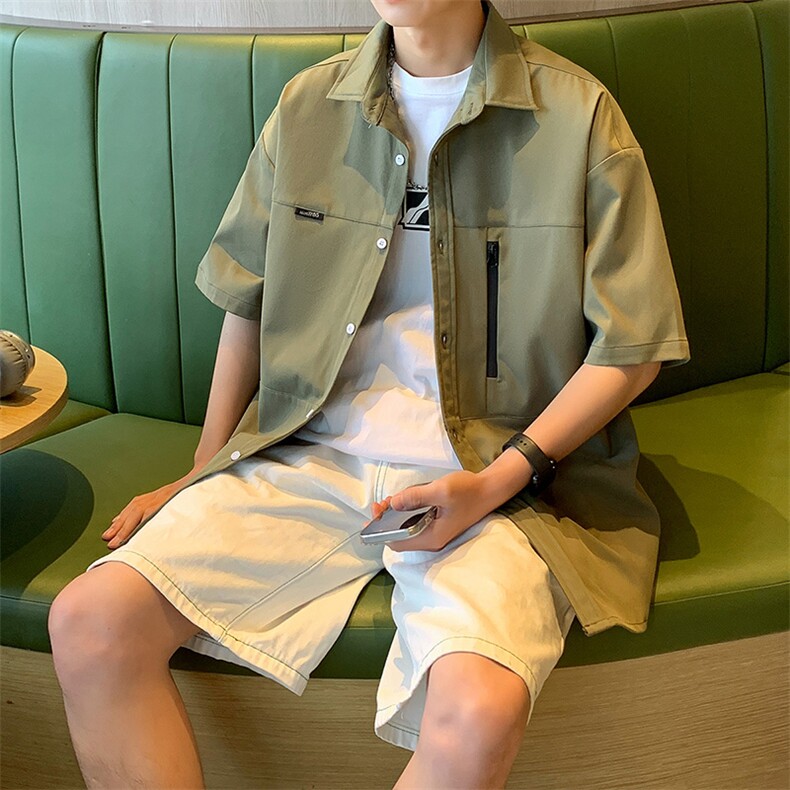 24年港风夏款工装宽松短袖衬衫男CS103P45,男装衬衫,星座1204-3
