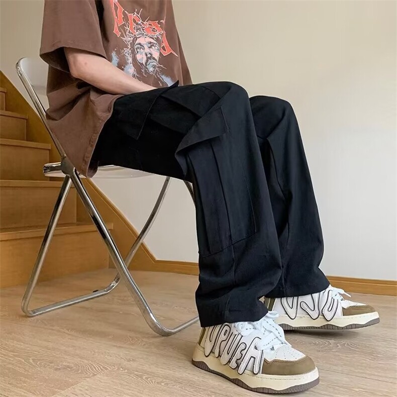 工装裤男女高街中性风宽松直筒潮牌多口袋休闲长裤潮5900P45，男装工装外套，星座410-2