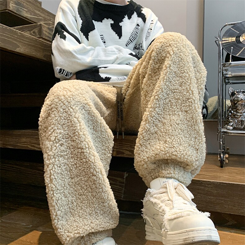 羊羔毛宽松束脚裤厚款休闲裤KD563-P65,男装休闲裤,电商D312-1