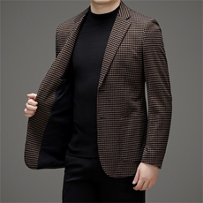 秋冬时尚男士商务休闲西服韩版格子西装修身单西外套QS3250-P165，男装西服，星座1105-3