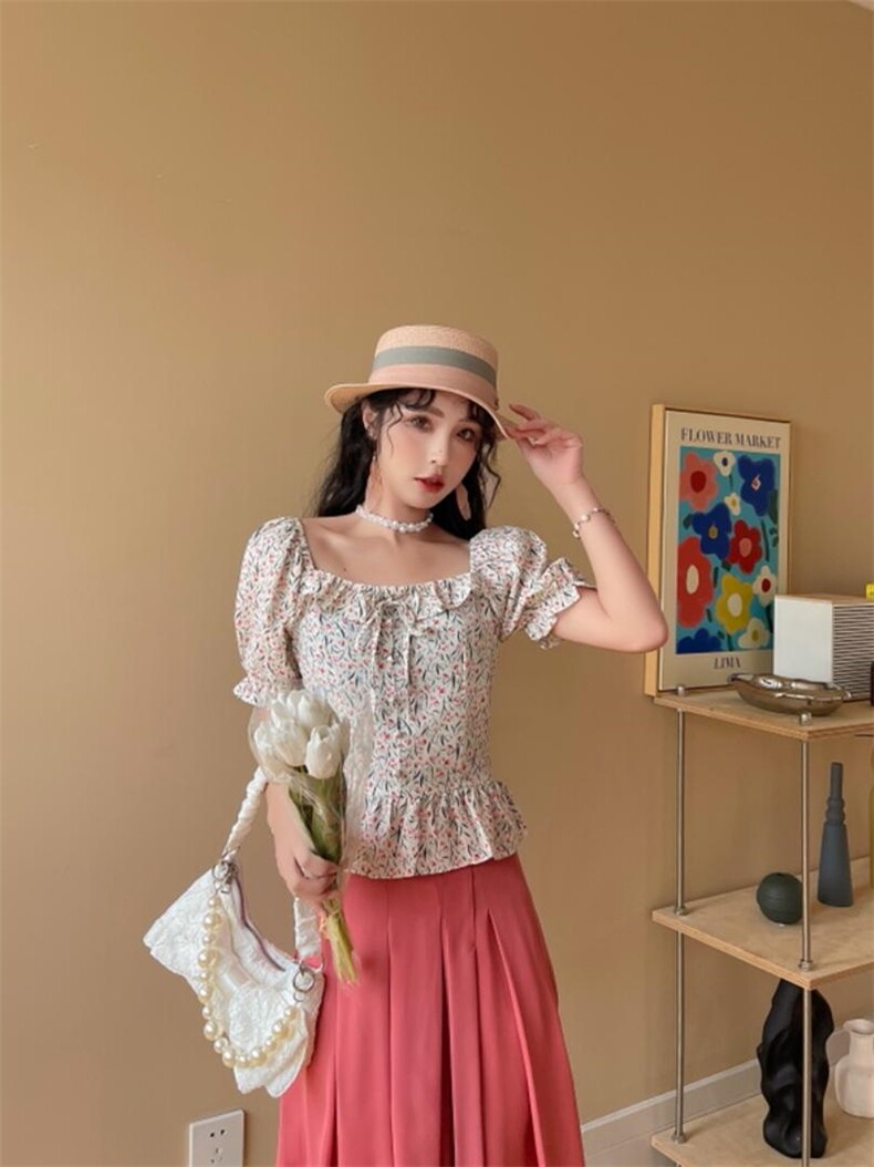 夏季碎花上衣，其它，安玖拉