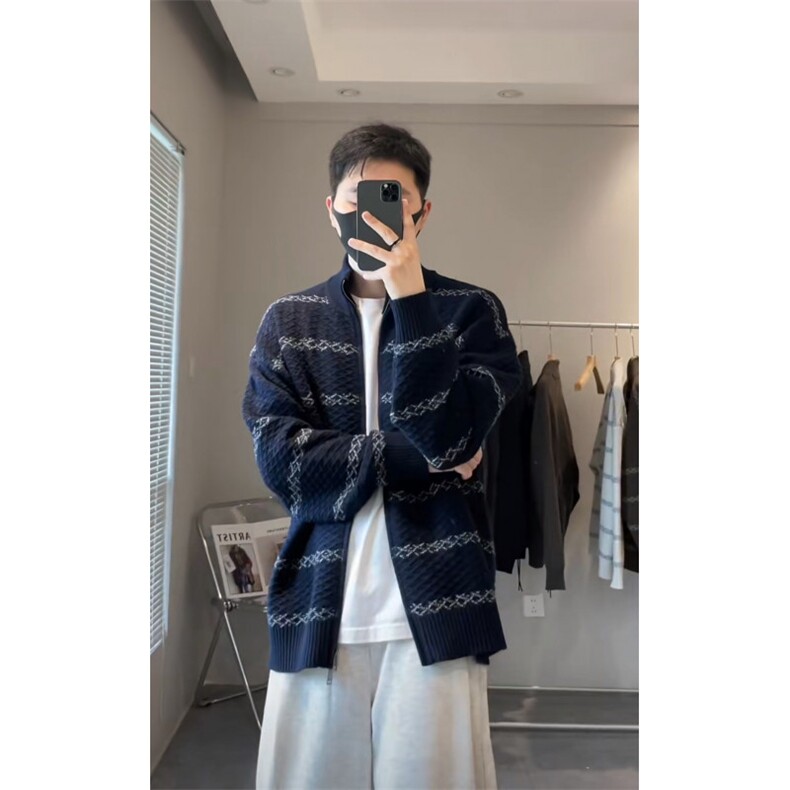 现货条纹毛衣开衫男女针织衫外套W665-P72,男装针织衫/毛衣,星座1212