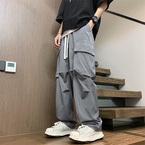 2025春夏款港风宽松设计感多口袋休闲百搭休闲裤直筒裤K24106-P40图片