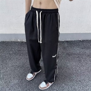 冷淡风垂感休闲裤男女夏季薄款潮牌直筒裤子宽松潮流字母阔腿长裤
