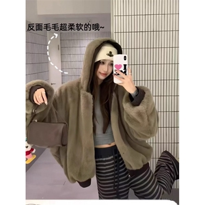 百搭慵懒座山雕仿兔毛双面穿棉服新款时尚潮流棉衣女LHT2822-P105图片