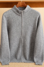 青春活力青春流行长袖半高拉链开衫男35%羊绒衫春秋冬季男装，男装羊绒开衫，艾米娇羊绒