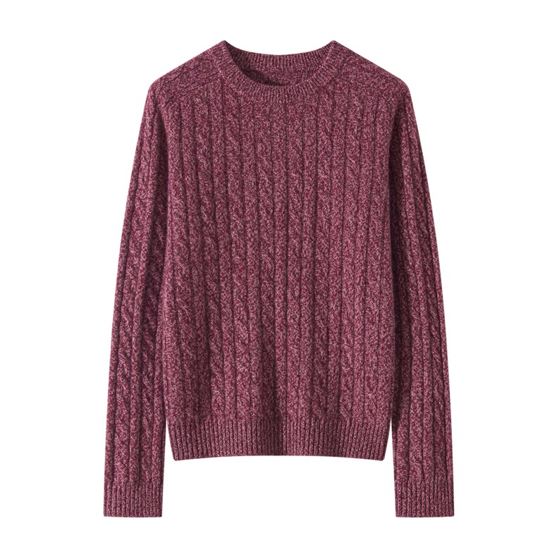 2025年秋季圆领套头时尚百搭通勤简约休闲花纱圆领麻花，女装羊绒衫，泓仟羊绒