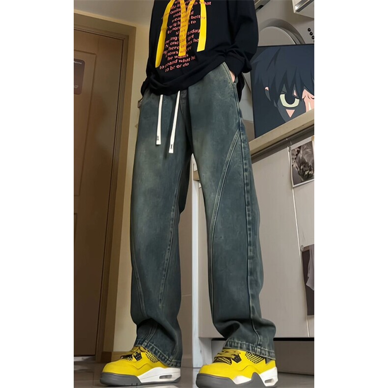 巴家弯刀高街牛仔裤宽松直筒裤松紧腰休闲长裤K8552-P40【特价】,男装牛仔裤,电商A007