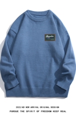 白底22秋冬潮流贴标字母印花百搭保暖圆领套头毛衣M1054P50控68，男装针织衫/毛衣，电商A247-1