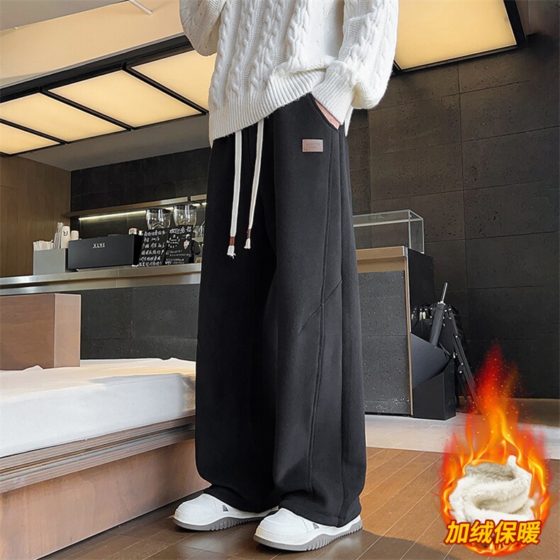 直筒裤男士加绒冬季2025新款宽松百搭运动休闲长裤子JR29188-P45，男装卫衣，星座610（原A335）