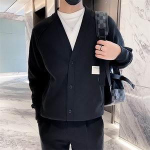 开衫外套男士春秋新款法式休闲夹克百搭简约舒适外穿毛衣 KS003图片