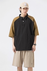 夏季潮流拼色短袖衬衣宽松休闲衬衫A161-1707-P40，男装衬衫，电商A161