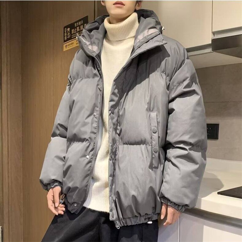 男冬季新款港风加厚ins潮流百搭纯色棉袄宽松款连帽面包服MY011,男装夹克,星座1116A-1（原606A）