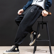 K12072-P40加绒P50束脚纯棉运动裤男士休闲裤大码宽松卫裤男，男装休闲裤，电商A040A
