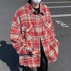 2024春季新款高级感千鸟格外套潮牌格子工装夹克男现货W8089-P55，男装衬衫，星座512-4