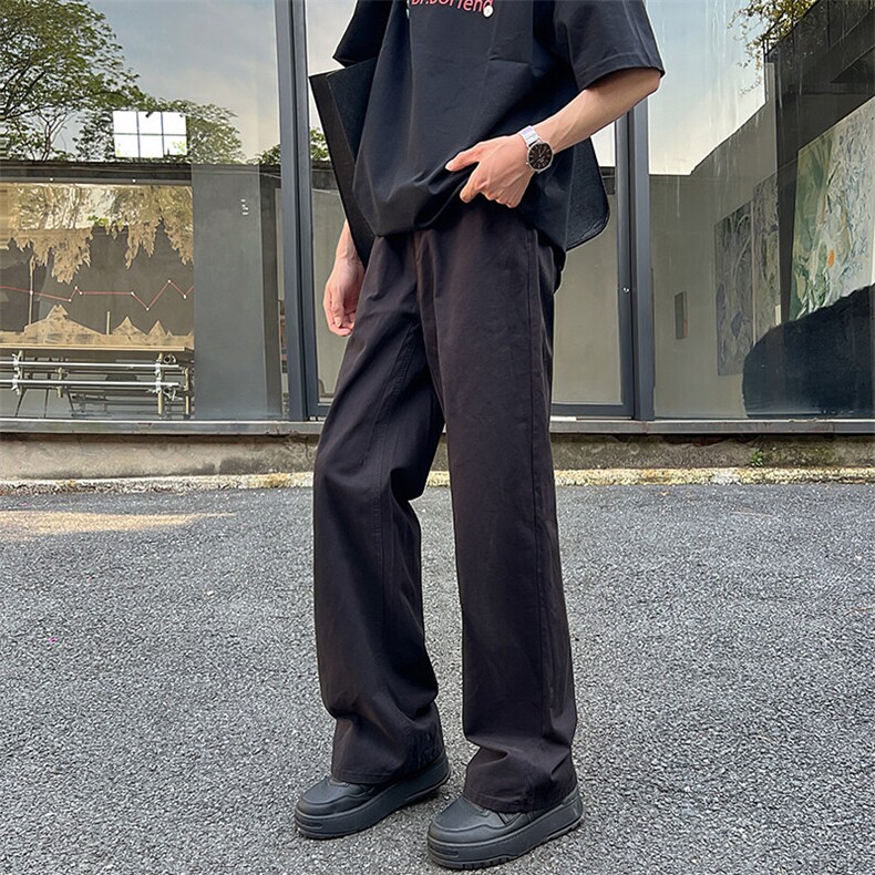 ！四季100棉%纯色四季款阔腿百搭垂感休闲裤子1229/p45,男装休闲裤,电商B381-2