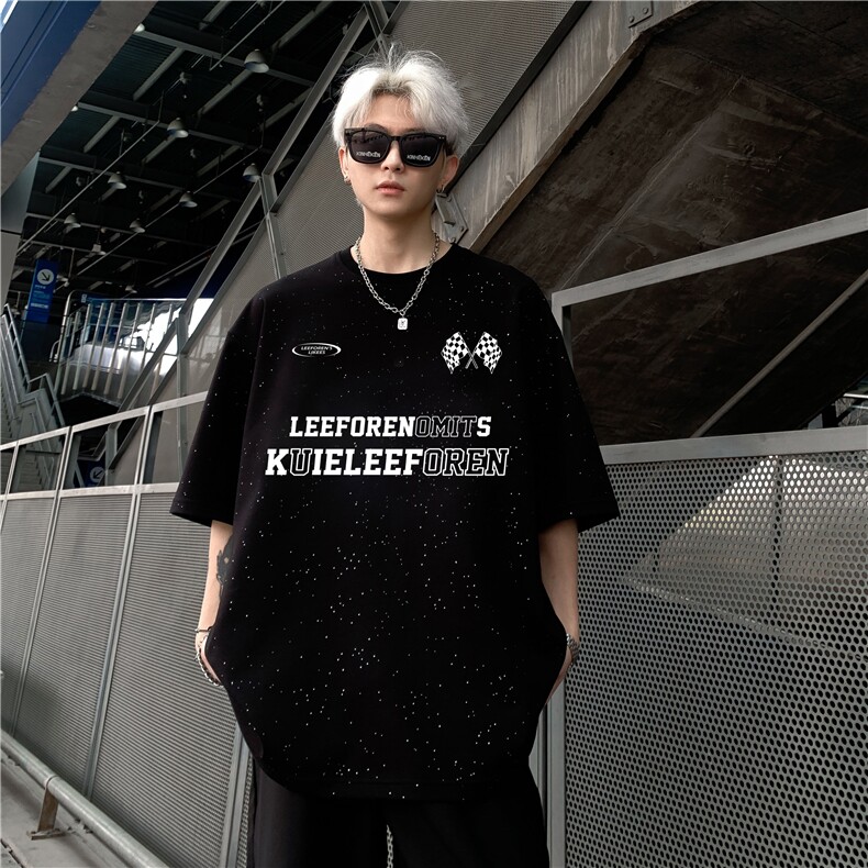 重工满天星短袖t恤男女同款情侣潮流休闲宽松圆领上衣特p28,男装T恤,电商C307A